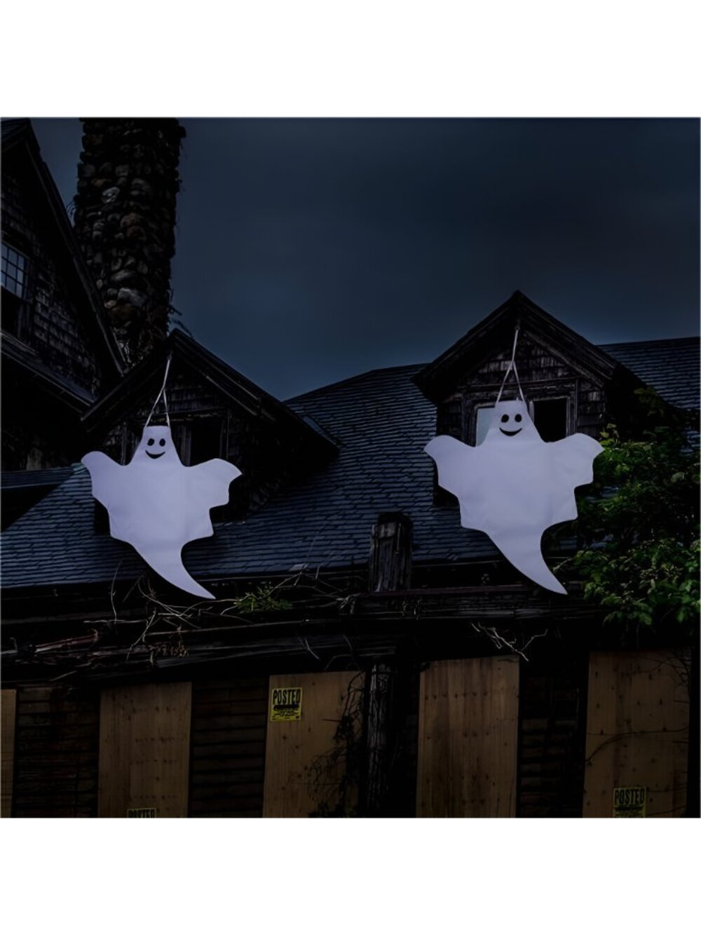 32 Inch Outdoor Halloween Ghost Tree Hanging Windsock White Flying Ghost (2 Pcs) - Picture 7 of 8